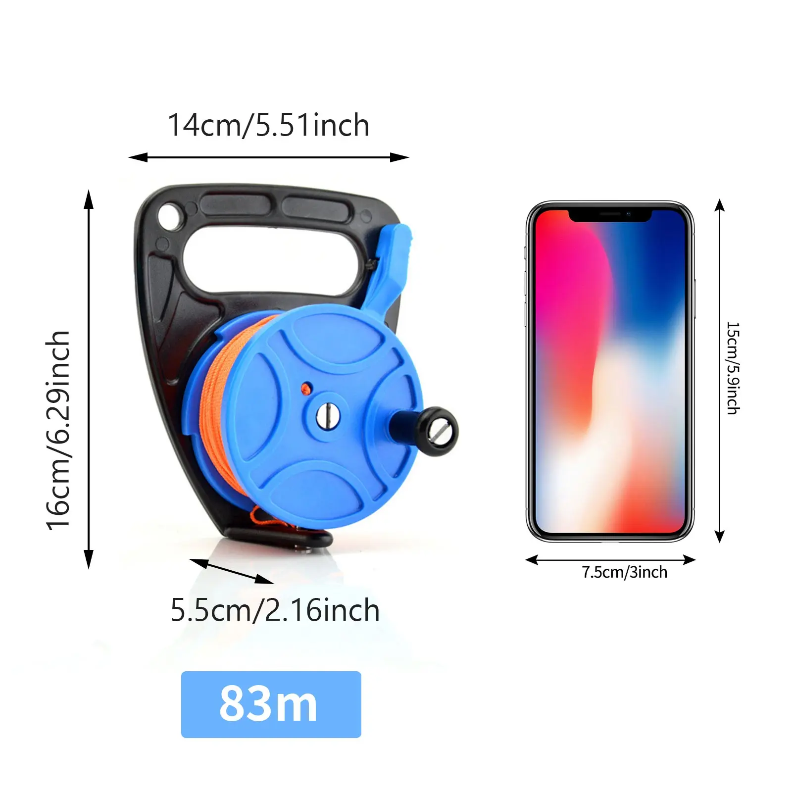 

Diving Fishing Reel Practical Diving Handle Reel Professional Diving Traction Sheave With Thumb Holder Line For Cave Diving Kite