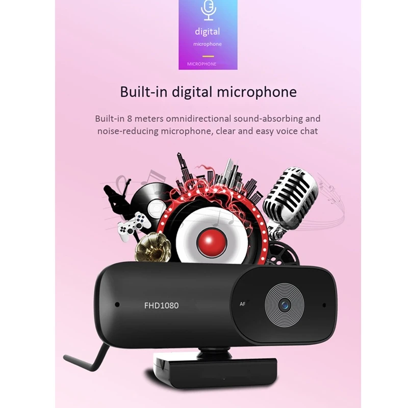 

Webcam with Microphone, 2K HD Streaming USB Computer Webcam [Plug and Play] [30Fps] for PC Video Conferencing Laptop