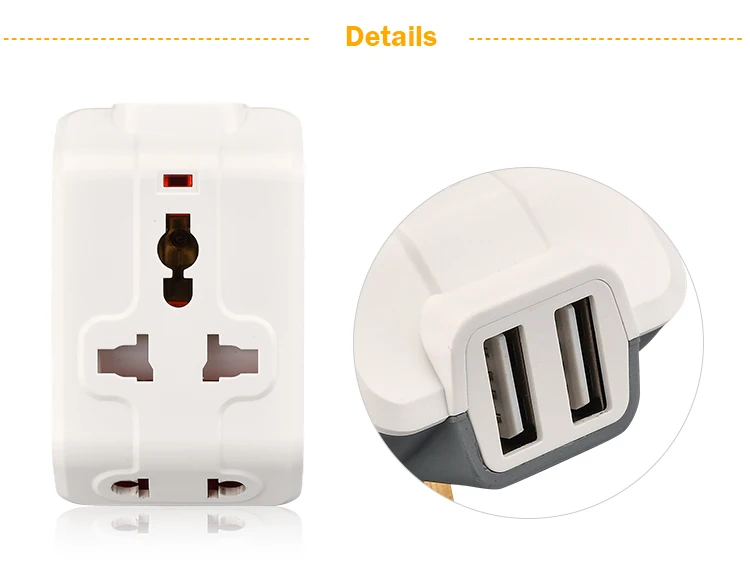 Usb Универсальный Мульти штекер Адаптер для путешествий 2 usb порт зарядного устройства 5V 2.1A в Великобританию, 13A 3 контактный разъем розетка