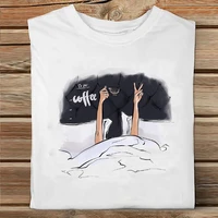 women short sleeve watercolor coffee love cartoon spring printing clothes print tshirt female tee top ladies graphic t shirt