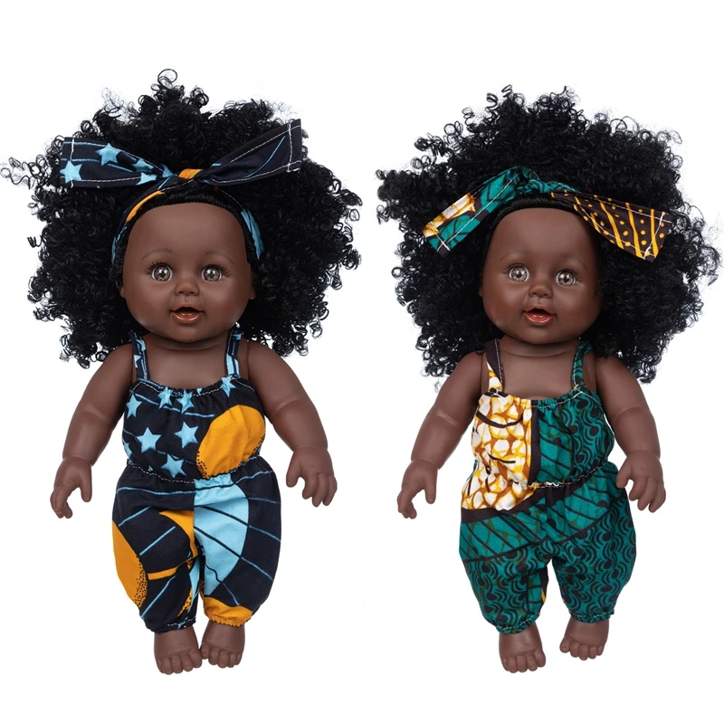 

12 inch Bebe Black Girl Reborn Dolls African American Soft Baby Realistic Dolls Lifelike Simulation Baby Play Dolls Fun Kids Toy