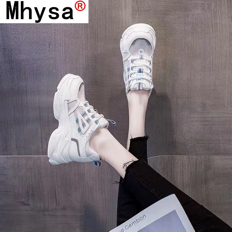 

Women's Sneakers Fashion 2021 New Shoes for Women Mesh Breathable Platform Shoes Spring Comfortable Lace-up Shallow Casual Shoes