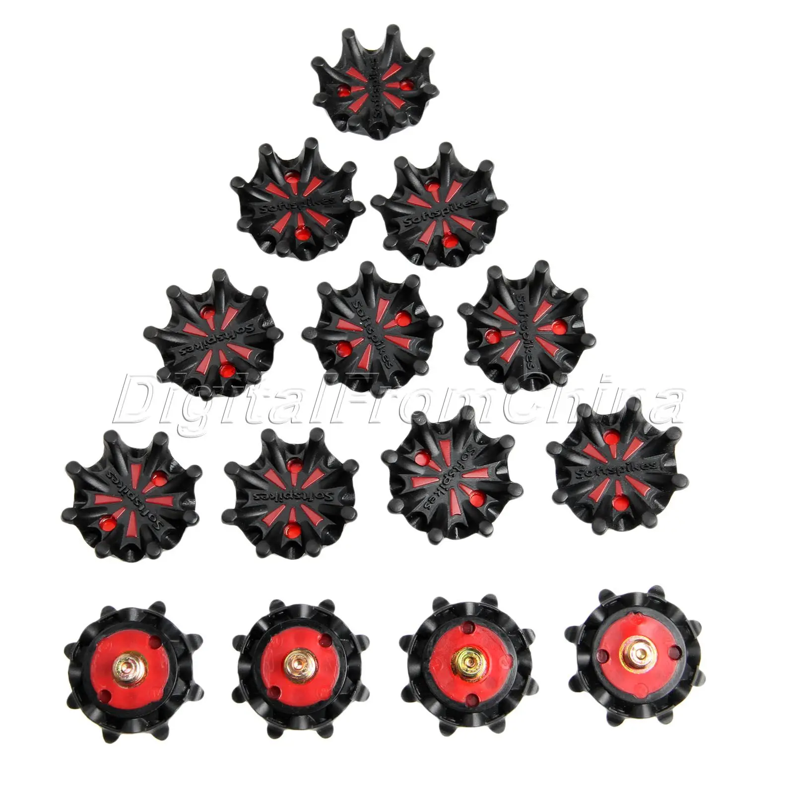 

14Pcs/Set TRR Stinger Softspikes Golf Shoe Spikes Fast Twist Studs Replacement Red+Black Golf Accessories Golf Training Aids