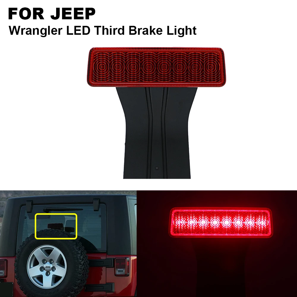 1 pieces Red LED Third High Brake Light For JEEP Wrangler JK 2007 2008 2009 2010 2011 2012 2013 2014 2015 2016 2017