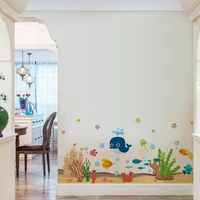 under water world whale sealife fish bubble wall stickers kids beroom bathroom decals nursery mural art cartoon home decorations
