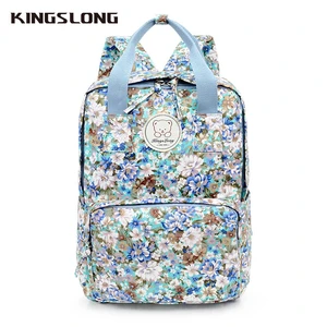 Модный женский рюкзак KINGSLONG, Хлопковые женские рюкзаки с цветочным принтом для девочек-подростков, школьные сумки, сумки для ноутбуков, KLB1310666-5