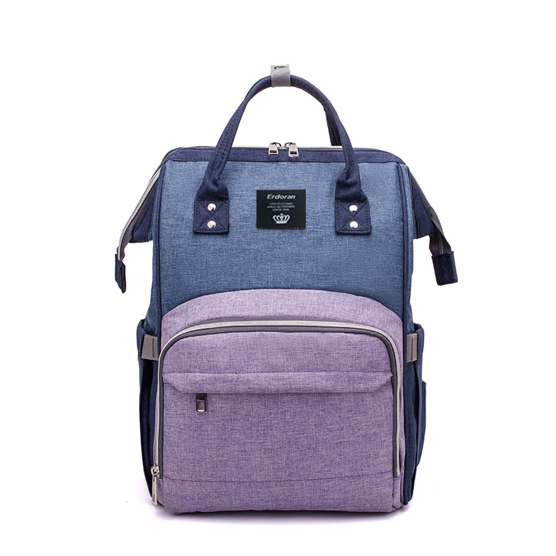 Navy blue purple Оригинальная сумка для мам, большая емкость, детские сумки для подгузников, сумка для кормящих мам, дорожная сумка для ухода за ребенком, модная сумка для подгузников для мам, рюкзак - Цвет: Navy blue purple