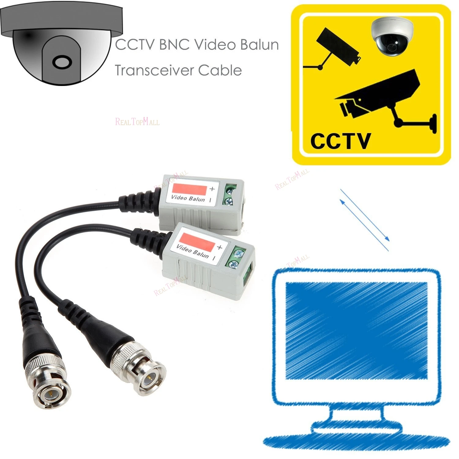 Новинка 20 шт. AHD/CVI/TVI витая BNC CCTV видео балун Пассивные трансиверы UTP Cat5