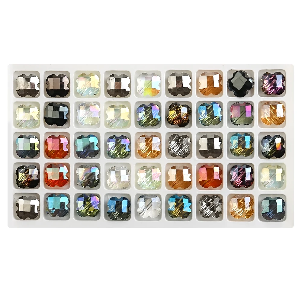 

30Pcs New Four Leaves Clover Flower Glass Beads 12mm Red Crystals Cross Pendant for Jewelry Making Diy Accessories Wholesale