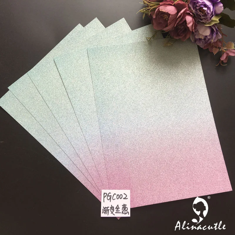 5 шт. Премиум Ombre Glitter Card A4 250gsm бумага DIY Скрапбукинг бумажный пакет ремесло фон pad