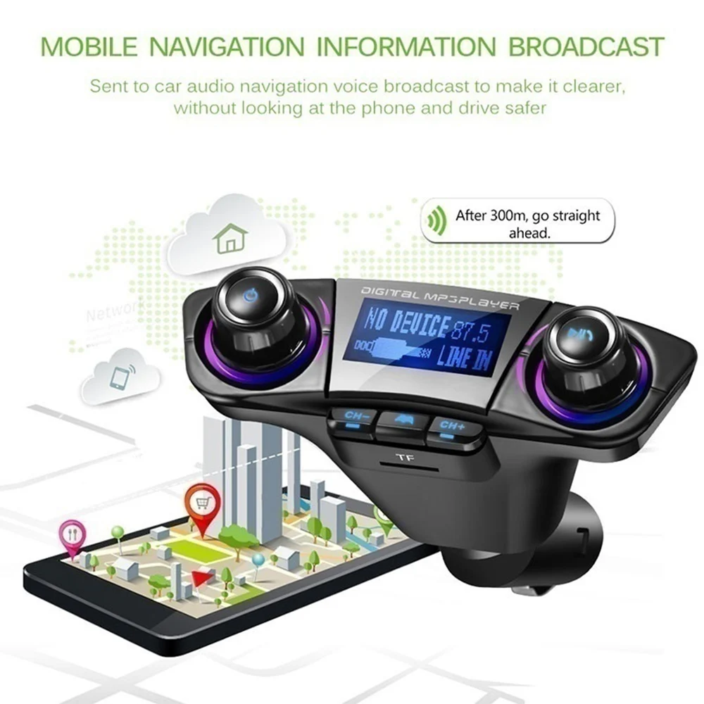 Upgrade Wireless bluetooth Handsfree Calling Dual USB 2.1A Fast Charger Car Kit FM Transmitter MP3 Player Radio Adapter |