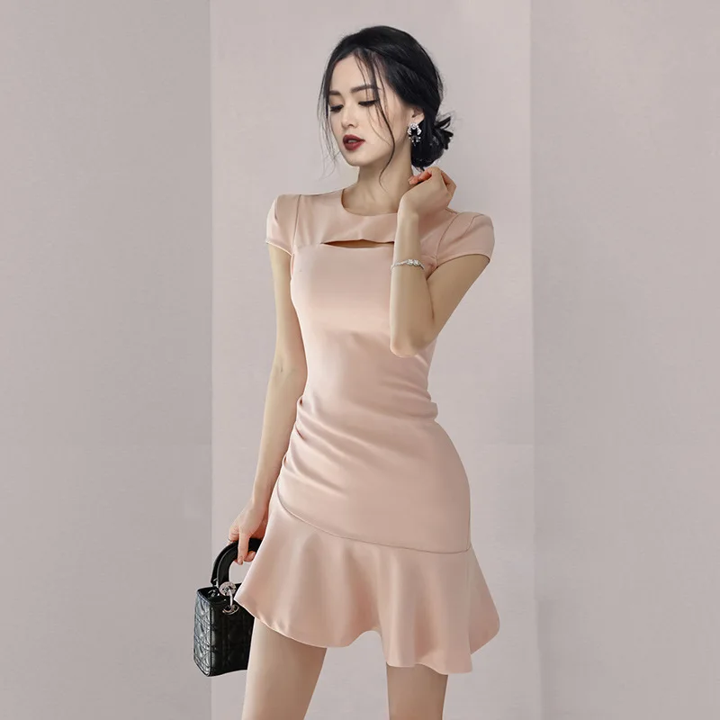 

Женское облегающее платье, летний сарафан розового цвета, с вырезами