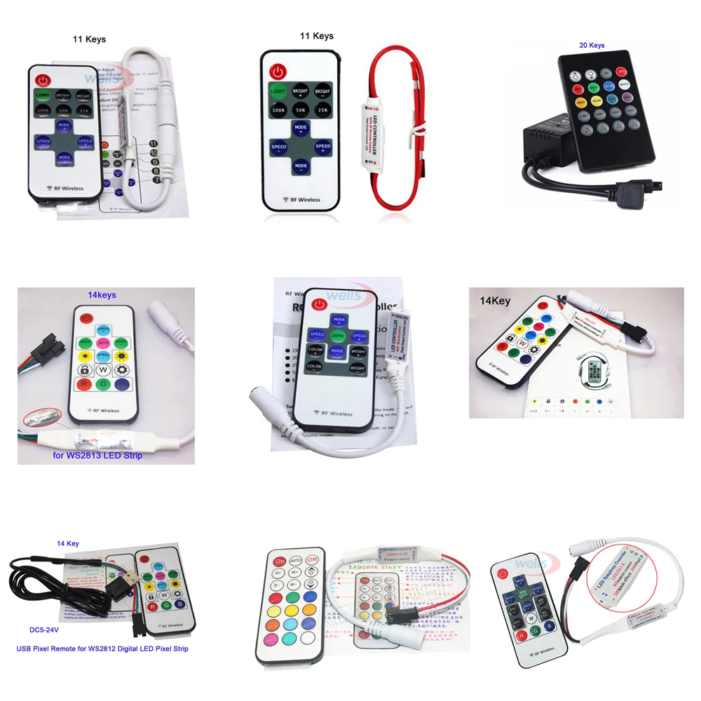 Мини пульт дистанционного управления с 10 клавишами 11 14 20 21 клавиша одноцветный RGB