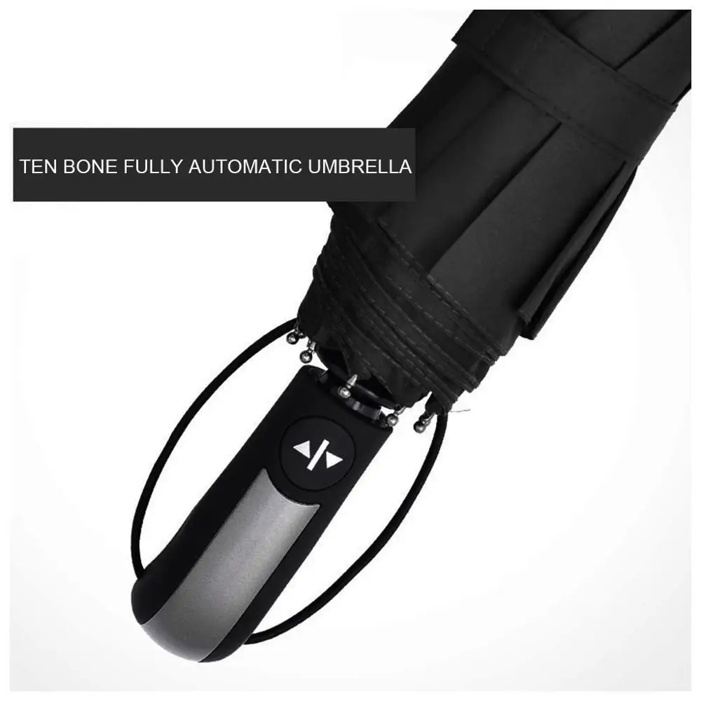Полностью автоматический портативный складной зонт с 10 ребрами для женщин и