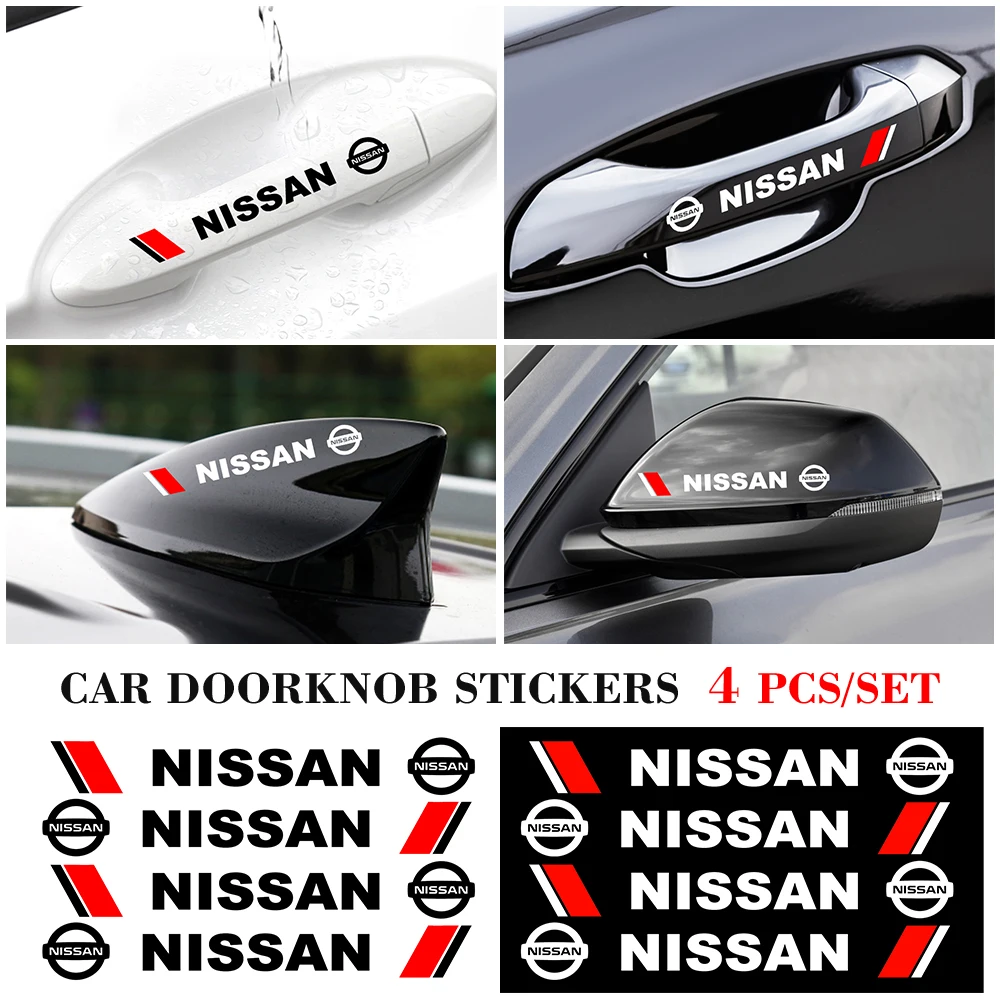 

4PCS Car Styling Stickers Door Handle Body Sticker Waterproof Tire Rear View Mirror Decals For Nissan Qashqai J11 J10 Tiida T32
