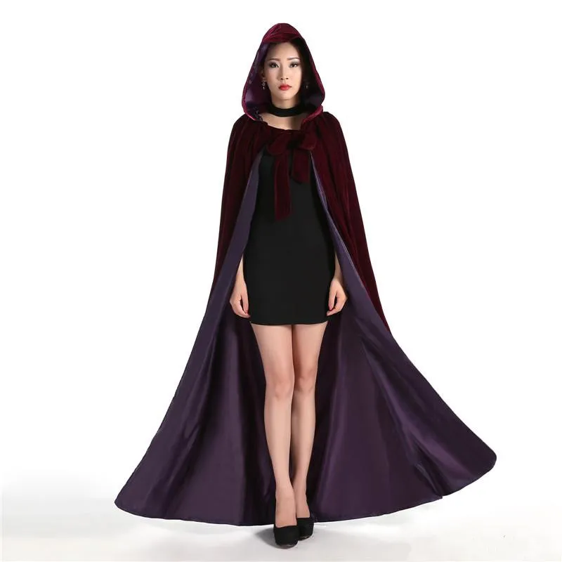 Cheap Velvet Hooded Cloaks Winter Wedding Capes Wicca Robe Warm Christmas Long Custom Made Floor Length Bridal Wraps | Свадьбы и