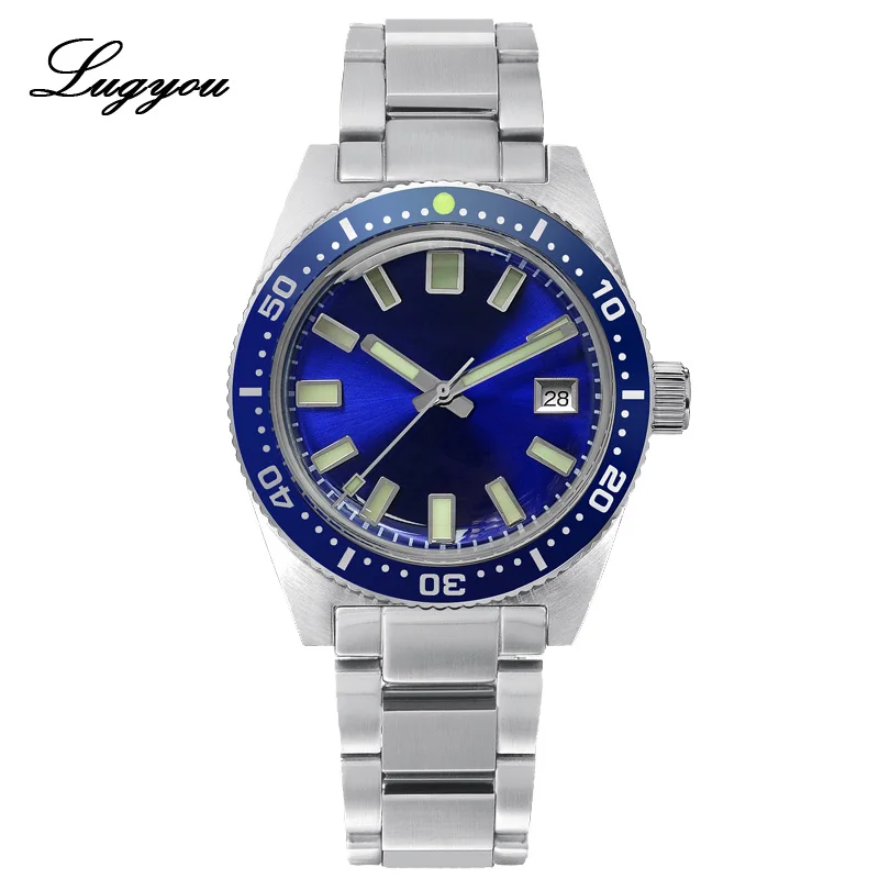 Blue No Logo Lugyou San Martin 62Mas мужские часы для ныряльщиков автоматические механические часы из нержавеющей стали с сапфировым вращающимся ободком 20 атм металлический браслет SLN - Цвет: Blue No Logo