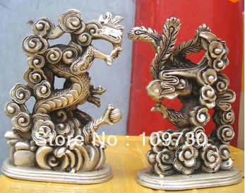 Бесплатная доставка &ltстарая элегантная пара дракон феникс на ветру тибетская