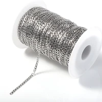 2meters 3mm stainless steel cuban chain punk necklace bracelet curb link chains for jewelry making diy accessories bulk supplies
