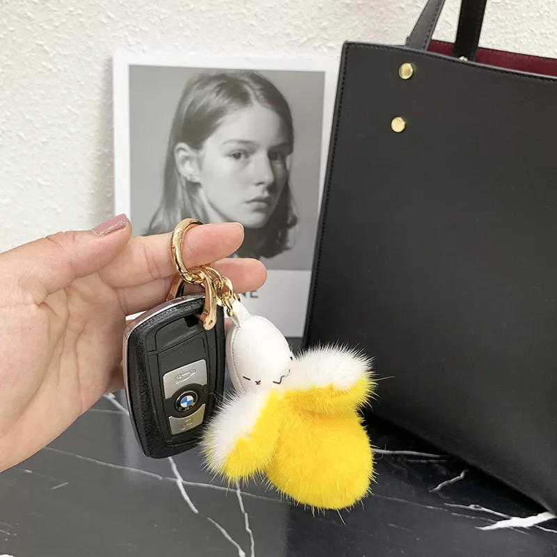 Женская сумка с подвесками из натурального меха норки брелок мини-банан милый