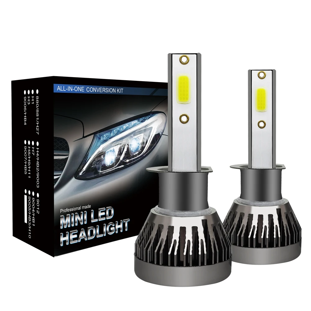 

2PCS 6000K CSP LED Car Headlight Bulbs 6000Lm/pc H1 H4 H7 H11 9005 9006 9012 Auto Car Headlight Bulb Bullet Head Lamps
