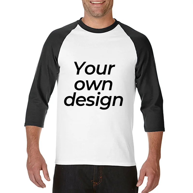 

2020 новые мужские хлопковые футболки с рукавом три четверти, мужские топы, индивидуальная печать рисунка/дизайн вашей компании, Повседневна...