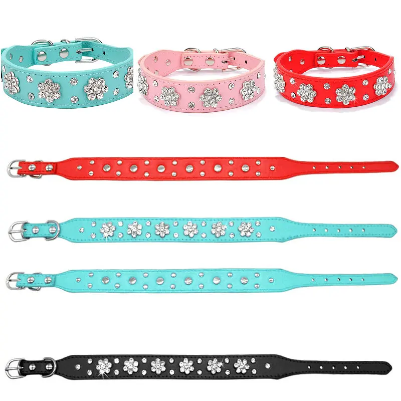 

Dog Collar Plum Blossom Rhinestone Puppy Small Dogs Collars for Chihuahua Charms Dog Accessories