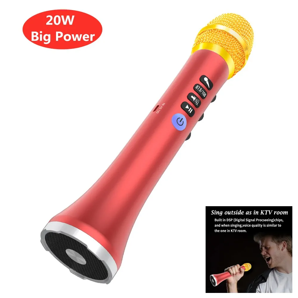 L 698 беспроводной караоке микрофон Bluetooth динамик 2в1 ручной поет и запись