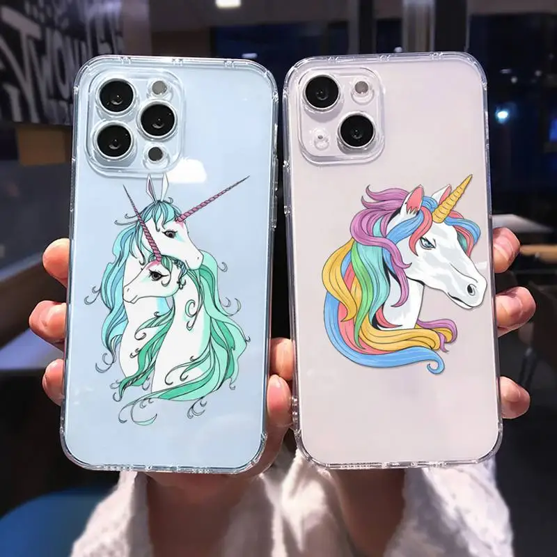 

Unicorn Sacred Magic Animal Phone Case Transparent For iPhone 13 12 11 Mini Pro X XR XS Max 6 6s 7 8 Plus SE Cover Funda