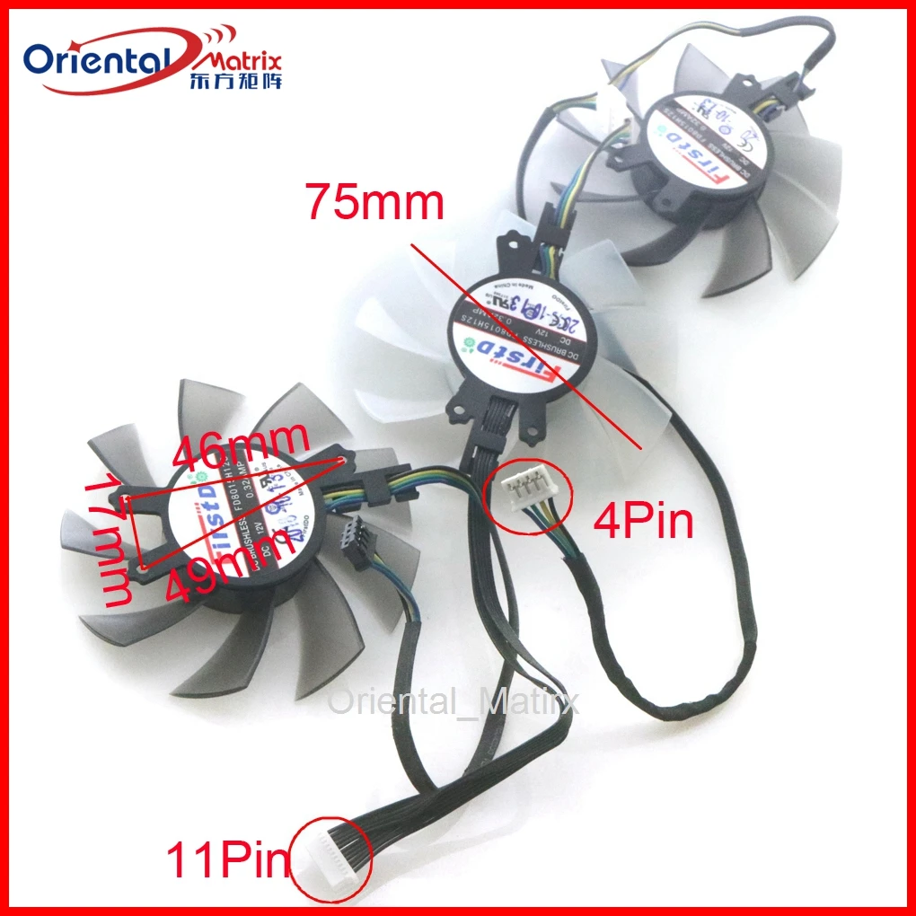 3 шт./лот FD8015H12S 75 мм 12V 0.32AMP 4Pin для Gainward RTX 2060 2080 супер G OC 2070 8G Видеокарта кулер
