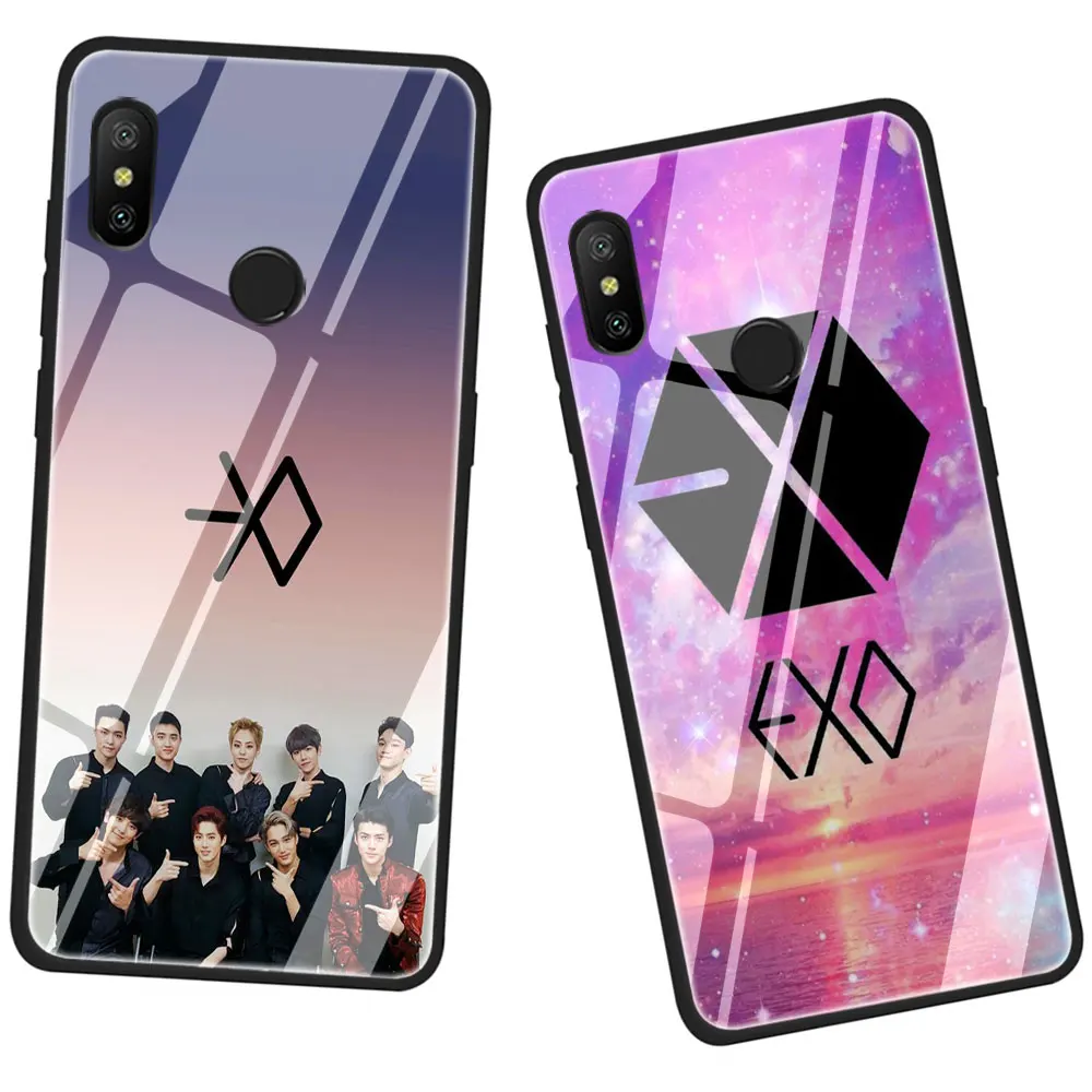 EXO band k-pop kpop чехол из закаленного стекла для телефона Xiaomi mi 8 9 Red mi 4X 6A Note 5 6 7 Pro Pocophone F1