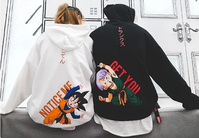 Harajuku Японская манга Sudadera Dragon Ball толстовки для мужчин и женщин любителей хип хоп Goten мужские шорты плюс бархат свободные пара толстовки
