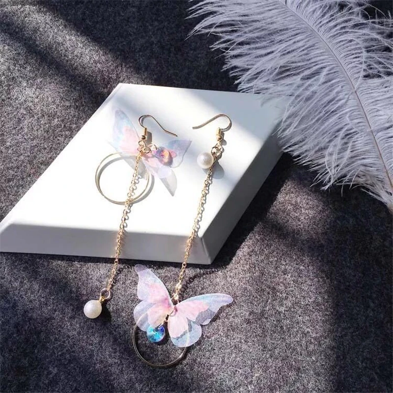 

Jewelry Gifts Women Long Style Asymmetric Butterfly Earrings