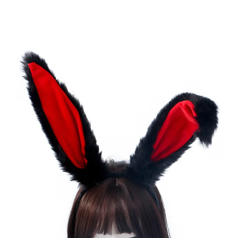 

Повязка на голову для женщин и девочек, длинная пушистая плюшевая Бандана с кроликом, аксессуар для косплея в стиле Лолиты, ободок с заячьими ушами