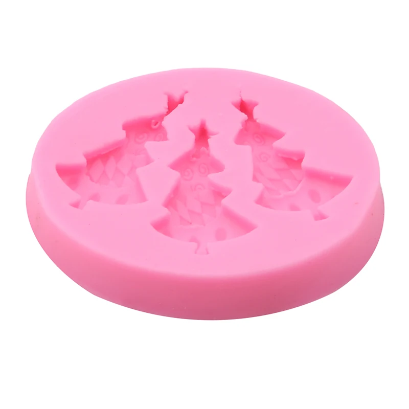 Рождество 3 даже маленькое дерево помадка украшения торта силиконовая форма DIY