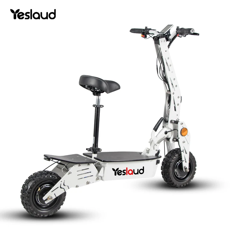 

Складной Мощный электрический скутер с сиденьем 2000 Вт, внедорожный электрический скутер, мощный белый Электрический скутер для взрослых