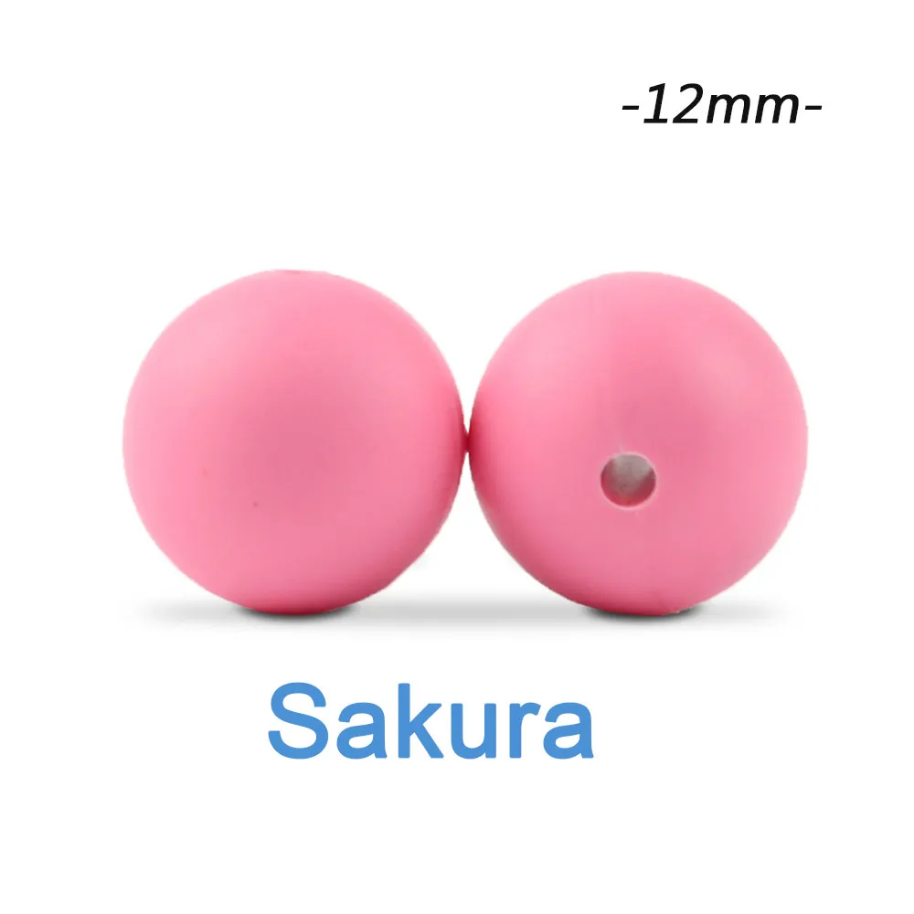 sakura Силиконовые бусины LOFCA, 12 мм, 200 шт, детские силиконовые бусины для прорезывания зубов, Пищевая силиконовая детская соска, ожерелье, подвеска, изготовление продукта - Цвет: sakura