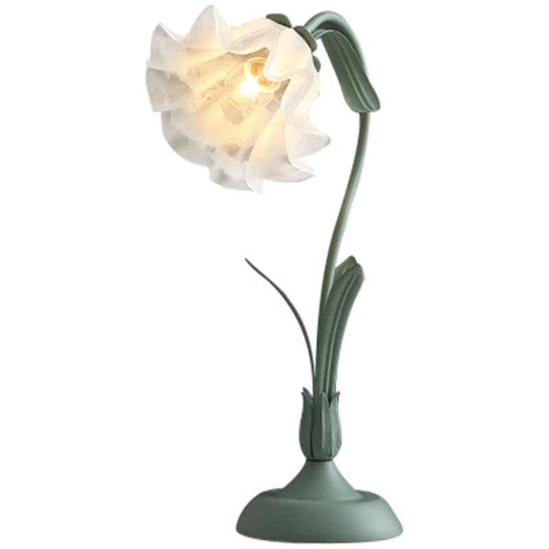 Садовая Настольная лампа с цветком стеклянная настольная для спальни художественный Железный кнопочный