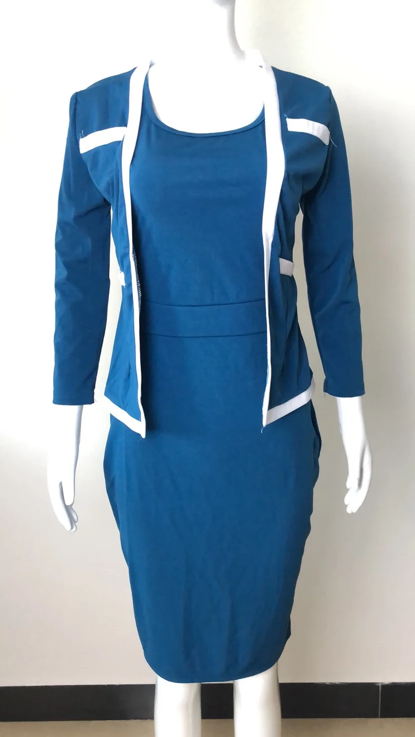 

Women Suits Bodycon Dress Jacket 2 Pieces Set Office Wear Jacket Dress 2021 Spring Autumn Female Dress Suits Plus Size 6XL