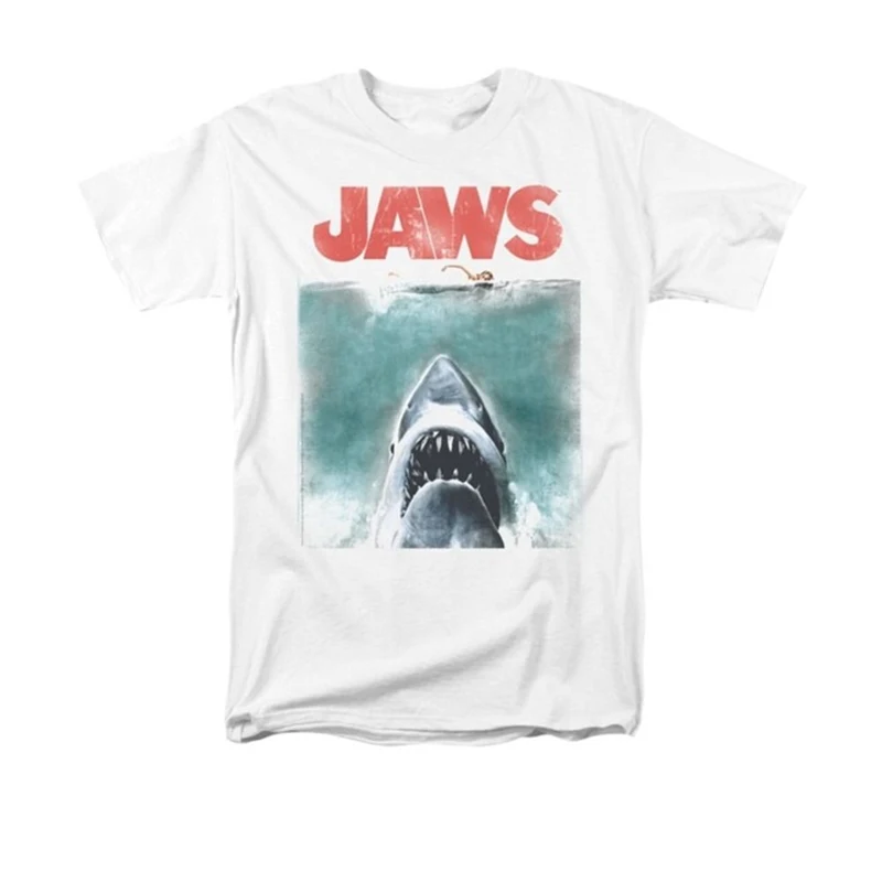 Футболка Jaws Постер фильмов в стиле винтаж Мужская футболка с коротким рукавом