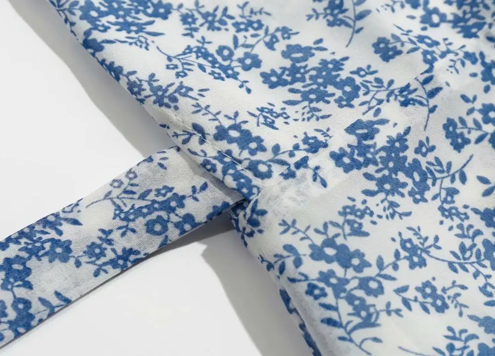 Bazaleas винтажное синее с цветочным принтом vestidos шикарное короткий рукав разрезом