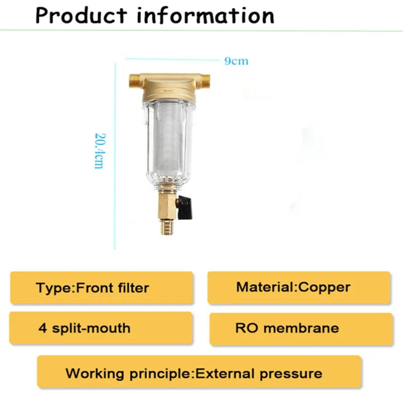 

Water Filters Front Purifier Copper Lead Pre-filter Backwash Remove Rust Contaminant Sediment Pipe
