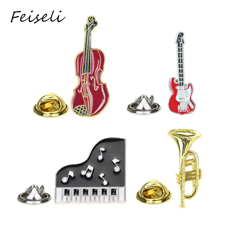 Feiseli винтажная скрипка пианино саксофон гитара Instru Мужская брошь для мужчин