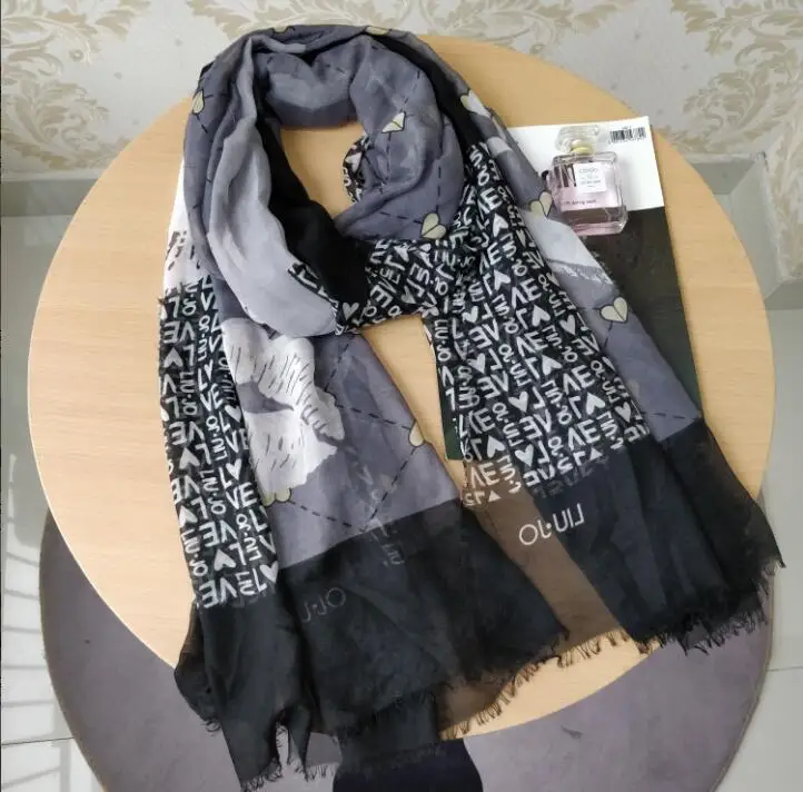 Молочно-Белый Итальянский модный Бренд liu. jo женские шарфы, летние модные шарфы высокого качества - Цвет: Молочно-Белый