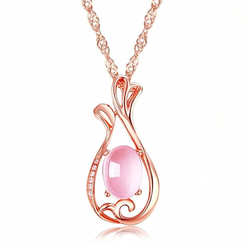 

Chinese Natural Jade Pink Hand-carved Water Drop Pendant Fashion Boutique Jewelry Pink Agate Necklace Popular Gift