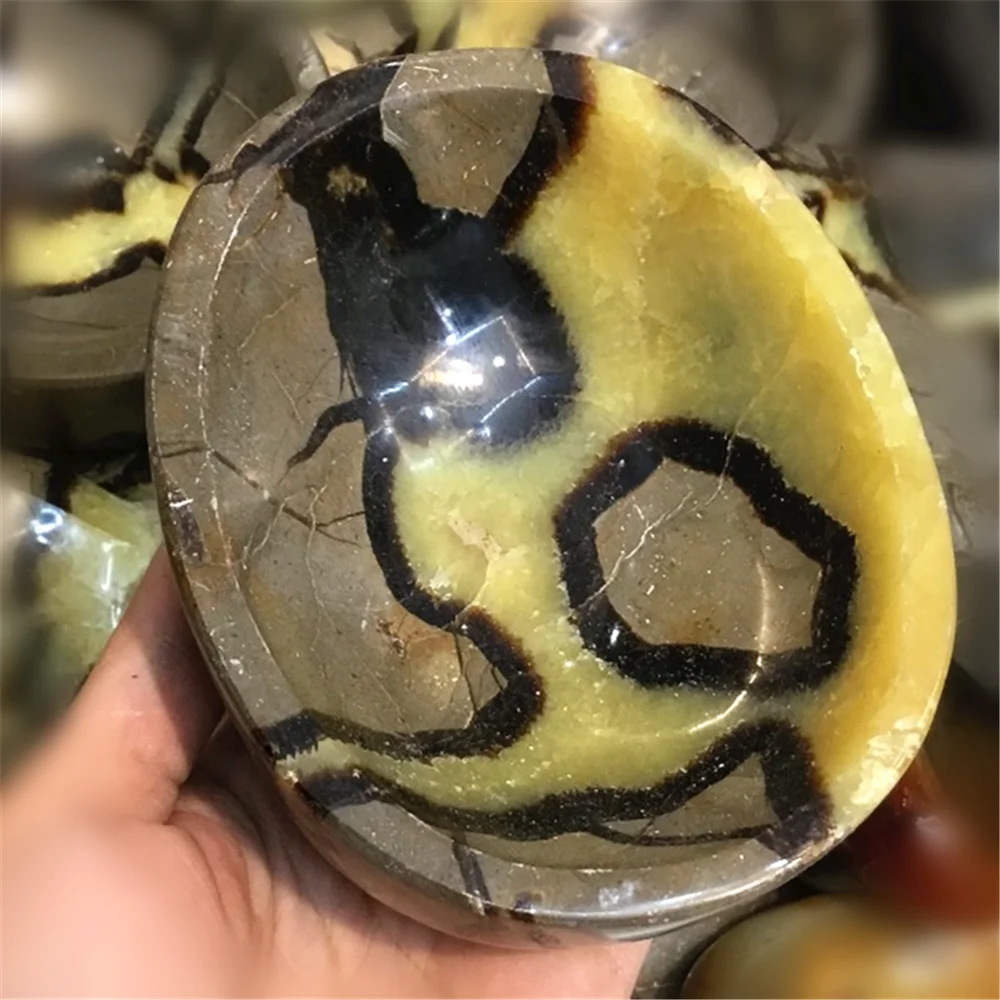 Natural Gem Stones And Minerals Fossil Specimens Septarium Ashtray Ornament Polychrome Stone For Home Hecoration Or Gifts | Дом и сад