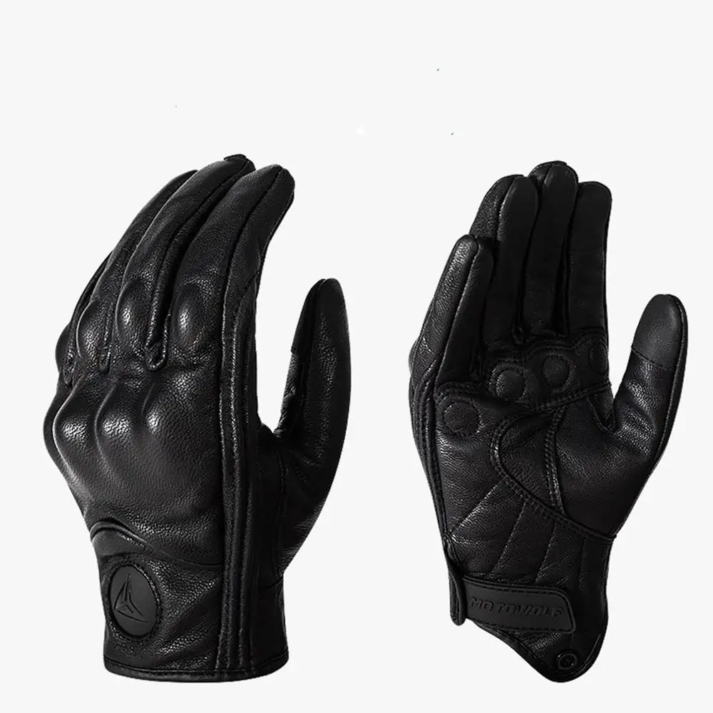 

Motorcycle All-Finger Touch Screen Windproof Leather Gloves Off-Road Racing Outdoor Protective Gloves With Hole Breathable