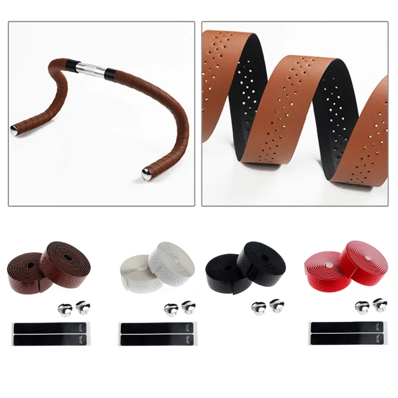 

2x Bike Cycling Road Bike Sports Handlebar Tape Faux Leather Wrap +2 Bar Plug