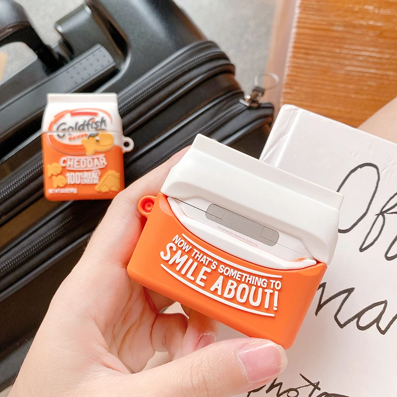 Чехол с изображением рыбы и крекеров мягкий силиконовый чехол сыра беспроводные