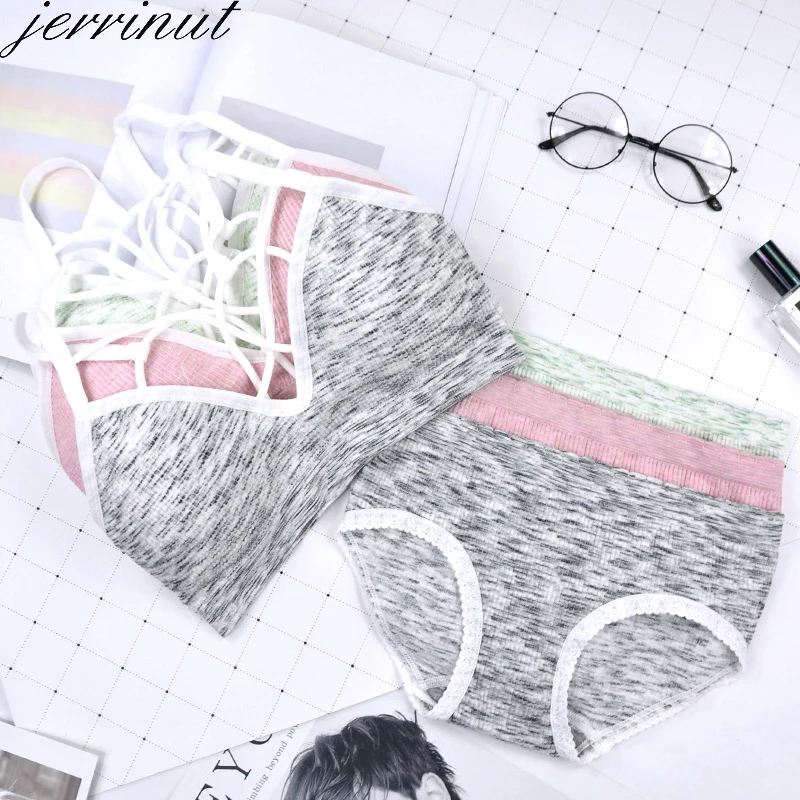 Jerrinut Для женщин бюстгальтер и трусики набор пуш ап спортивный для девочек